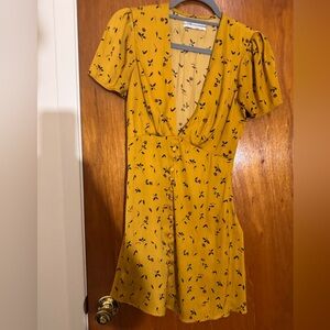Urban Outfitters yellow Jen Button-Down Mini Dress size small